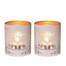Aroma White & Gold Highland Cow 2 Tealight & Votive Holder Set